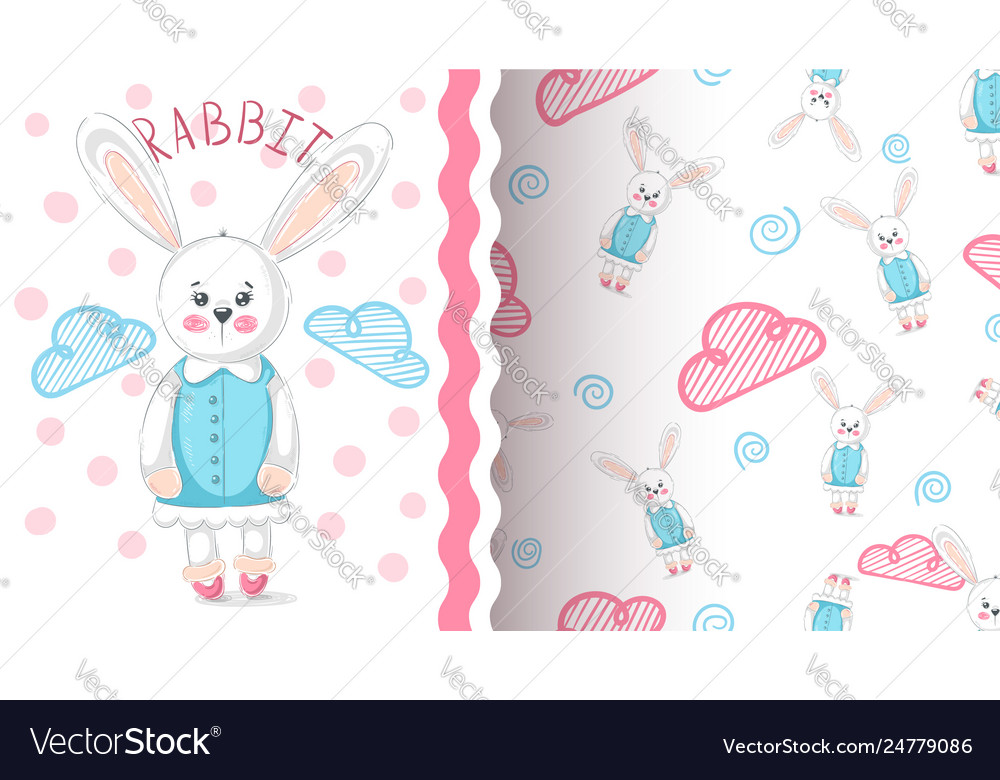 Little princess rabbit - seamless pattern