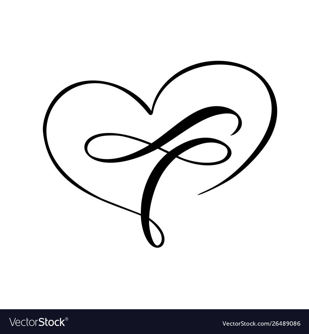 Love heart with sign infinity on greeting Vector Image