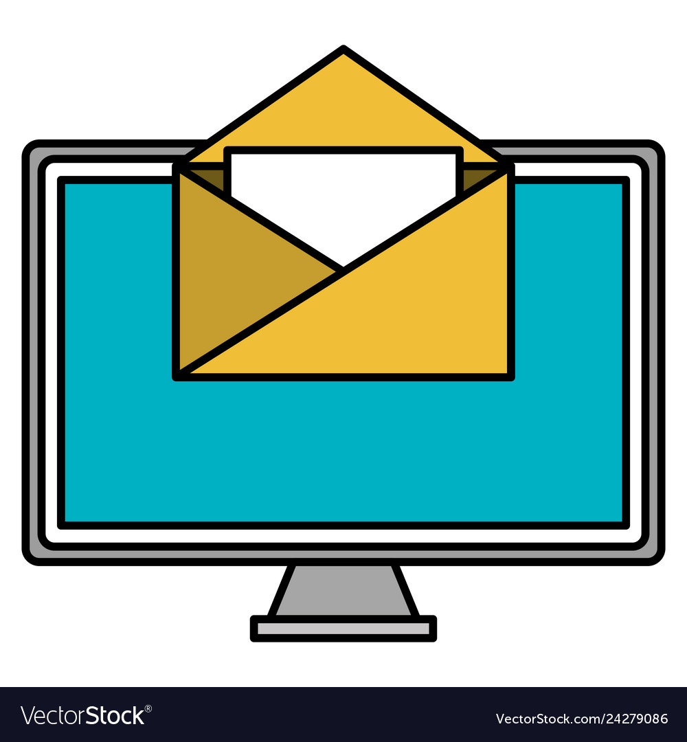 Monitor computer desktop with envelope vector image Monitor computer desktop with envelope