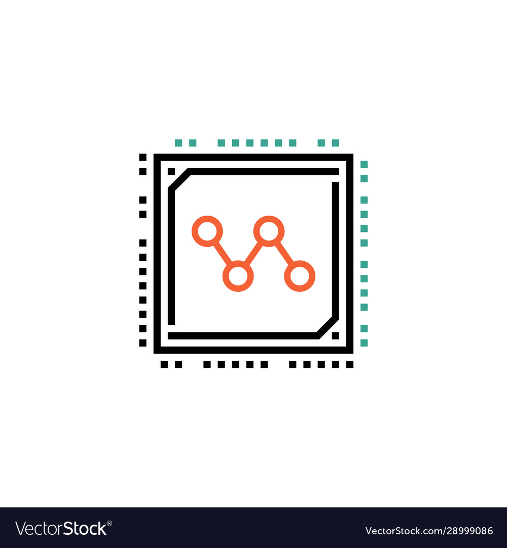 Outline cpu icon computig analitics stock