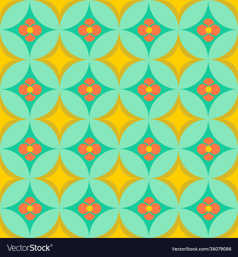 Overlapping circles pattern in aqua and mustard vector image Overlapping circles pattern in aqua and mustard