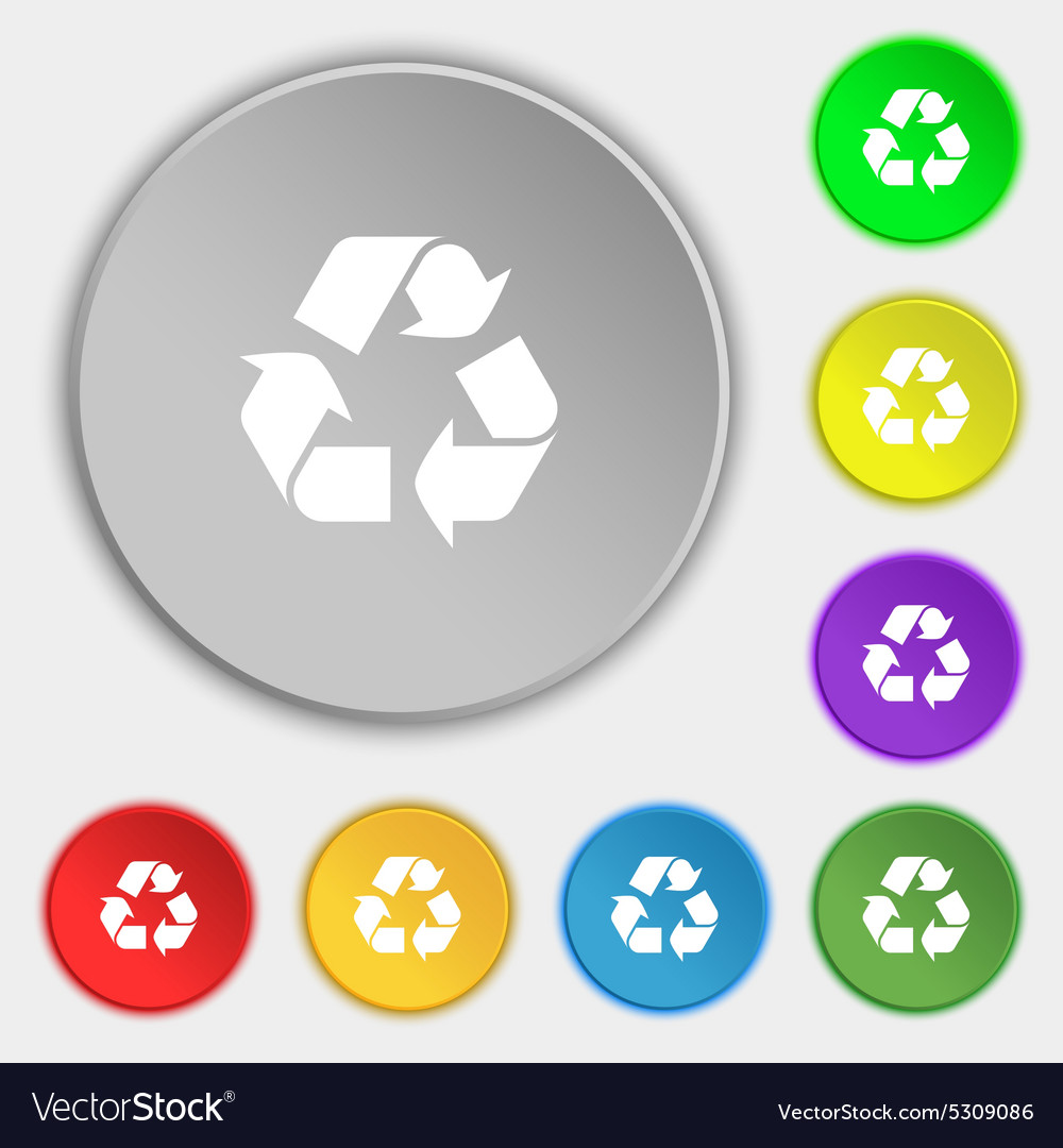 Processing icon sign symbol on five flat buttons