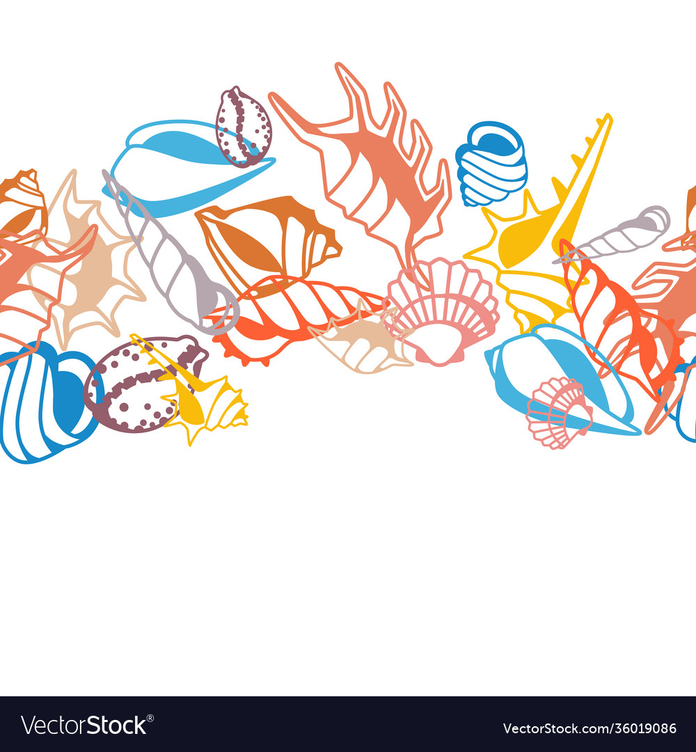 Seamless pattern with seashells vector image Seamless pattern with seashells
