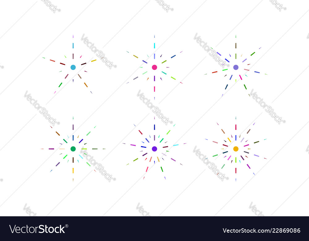 Set of snowflakes multicolored dashed lines vector image Set of snowflakes multicolored dashed lines