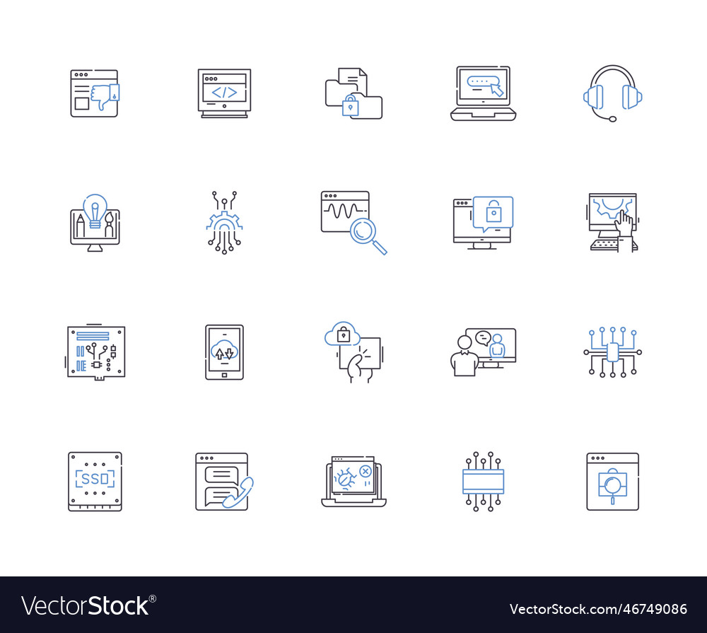Software outline icons collection vector image Software outline icons collection