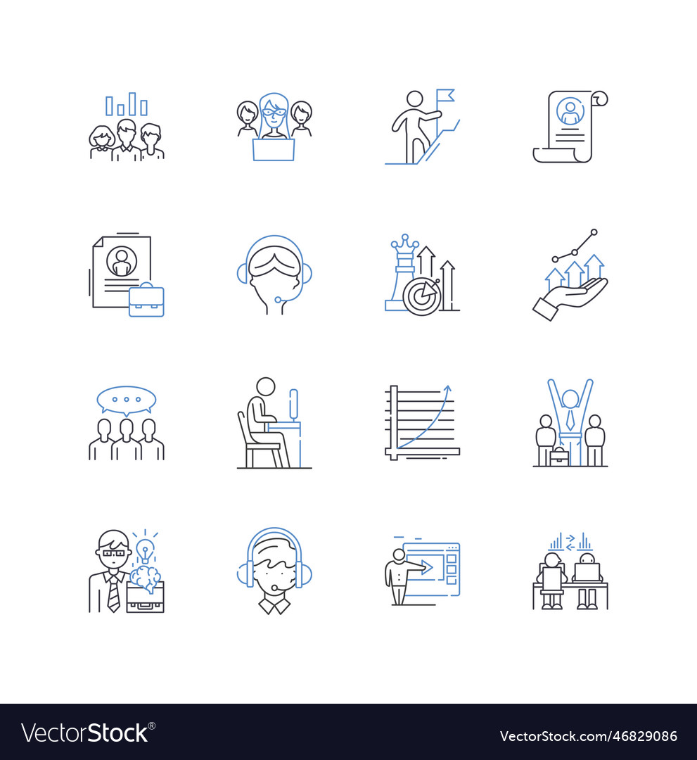 Task procedure line icons collection steps Vector Image Task procedure line icons collection steps