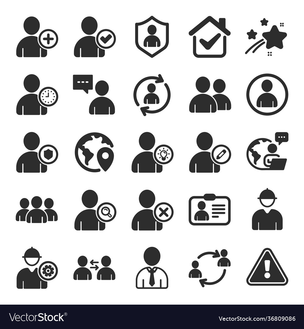 Users icons profile group and support vector image Users icons profile group and support