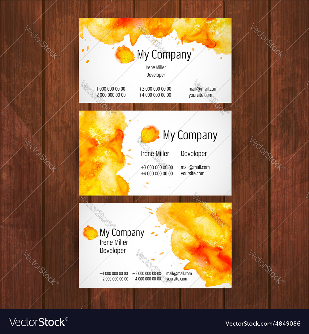 watercolor business card template royalty free vector image