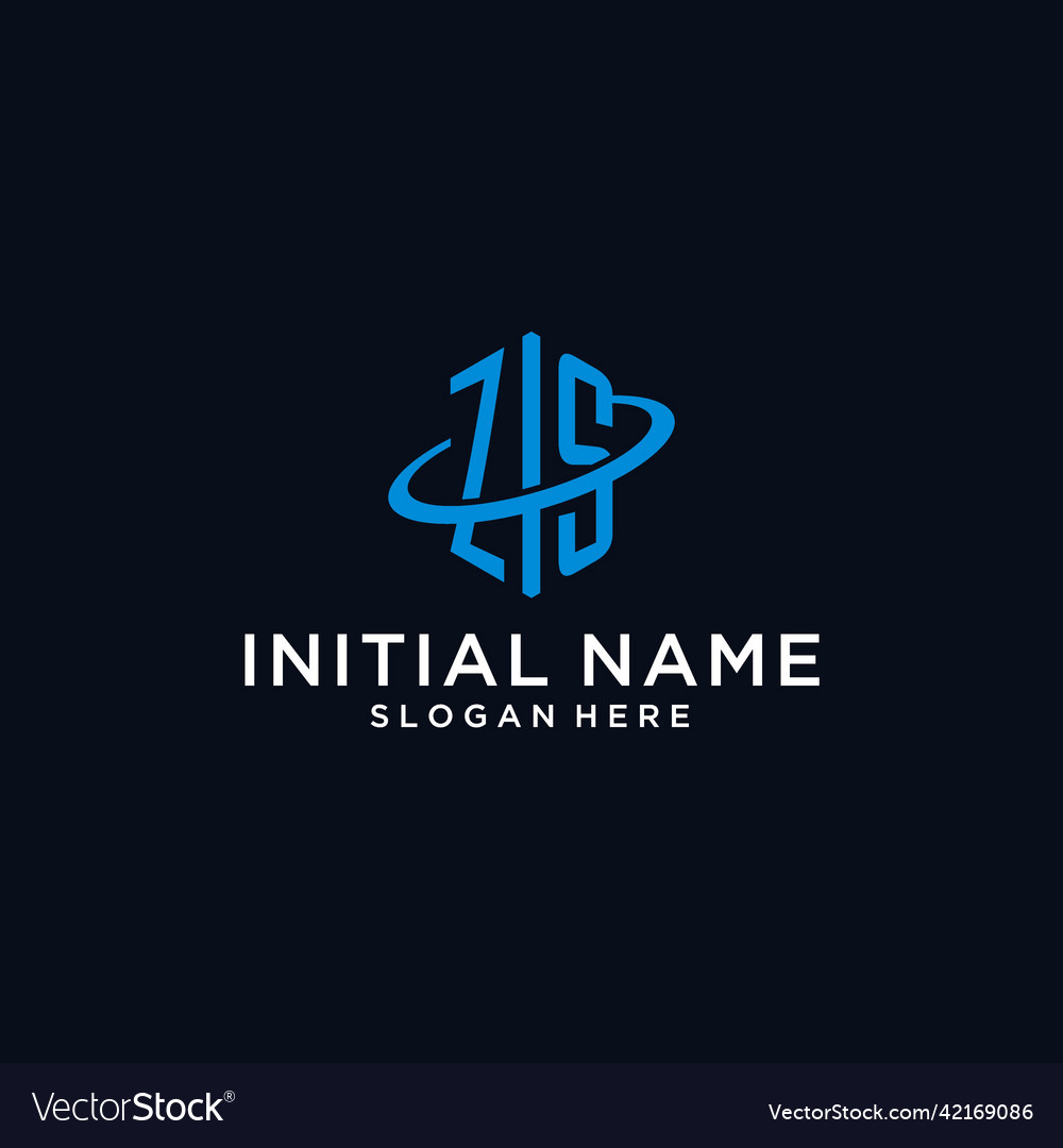 Zs initial monogram logo with hexagonal shape