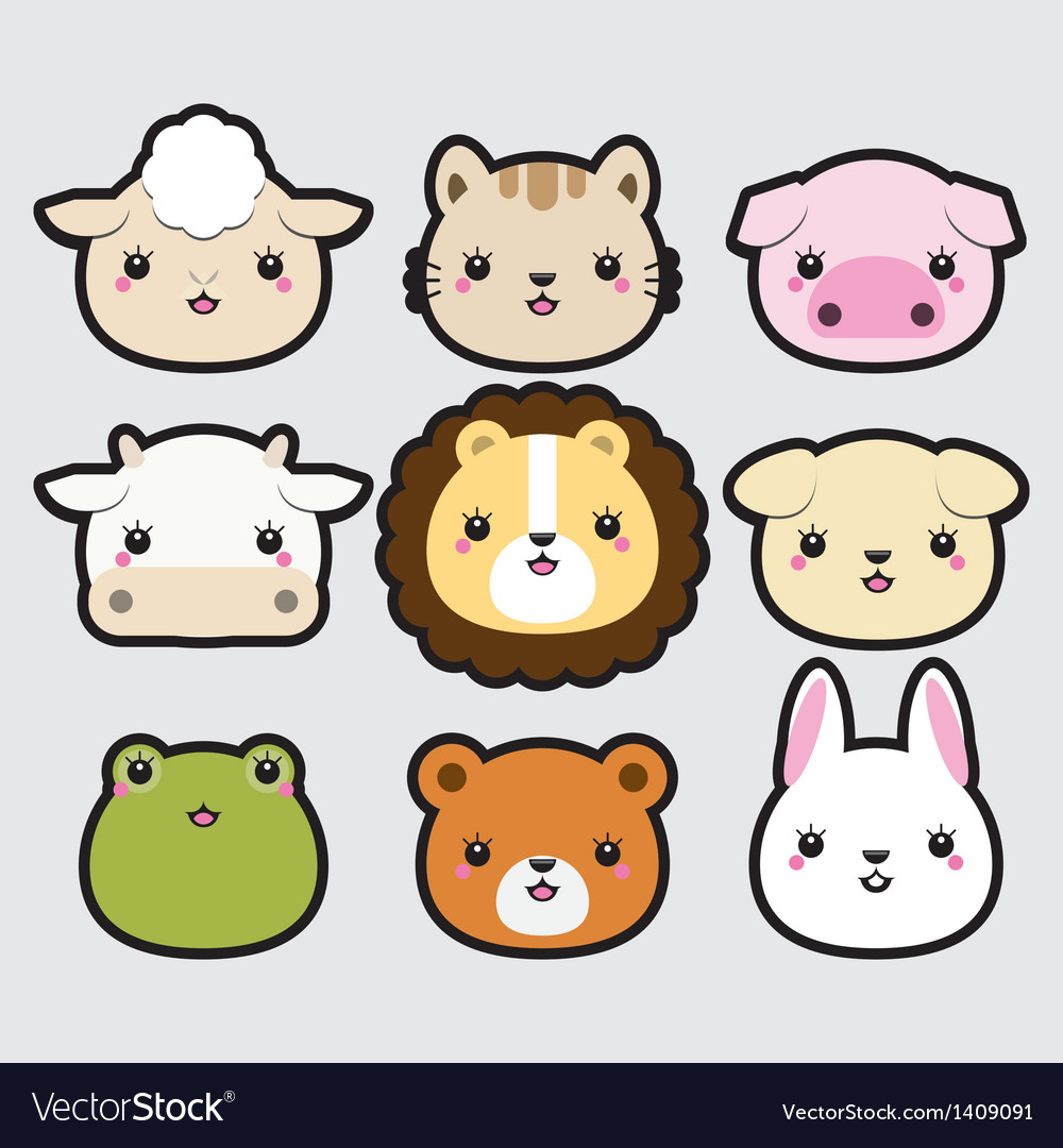 Dog and cat icon in comic style. Animal head cartoon vector