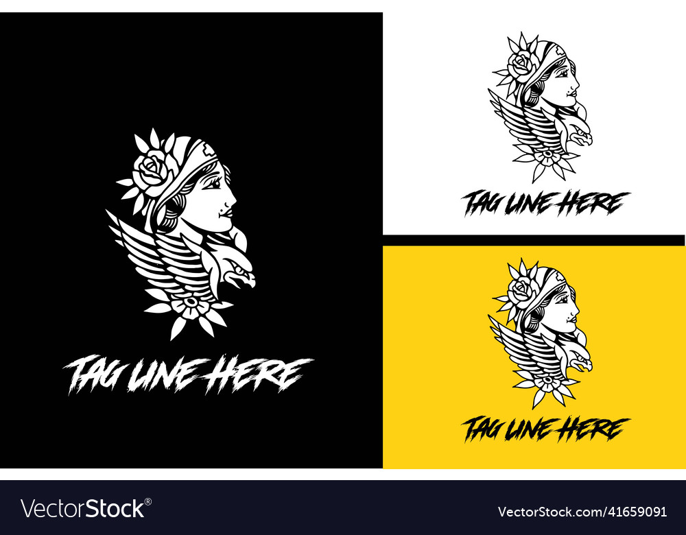 Artwork design of head women and eagle