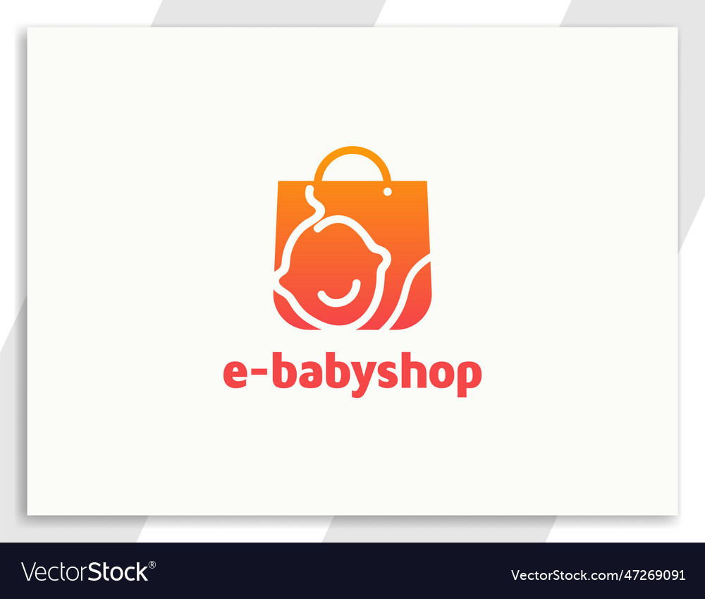 Baby online shop logo with shopping bag design