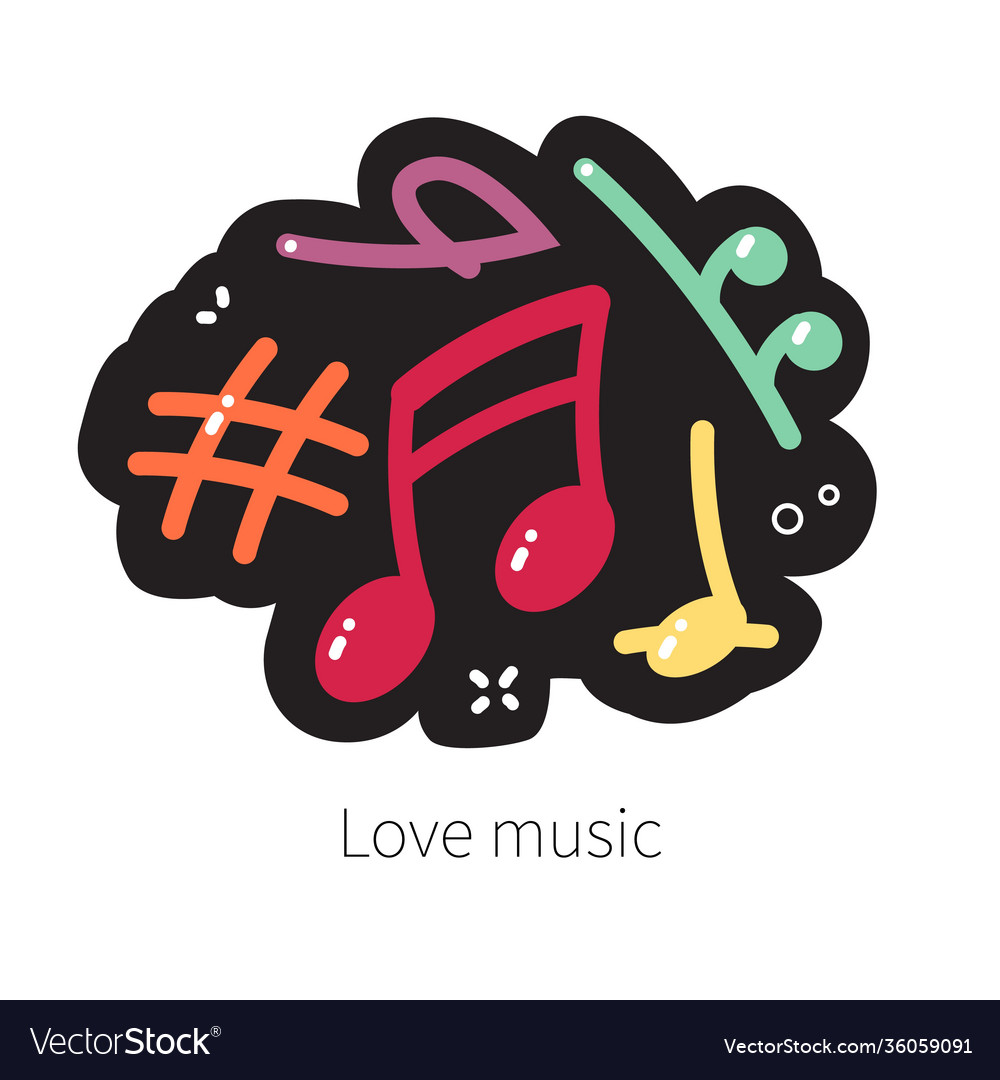 Cartoon music note icon multicolour