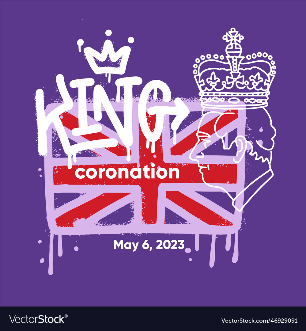 Collage with union jack flag with king s profile Vector Image