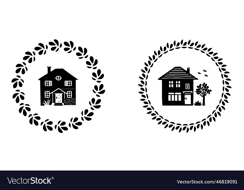 Cute rustic cottage motif in vintage style frame Vector Image