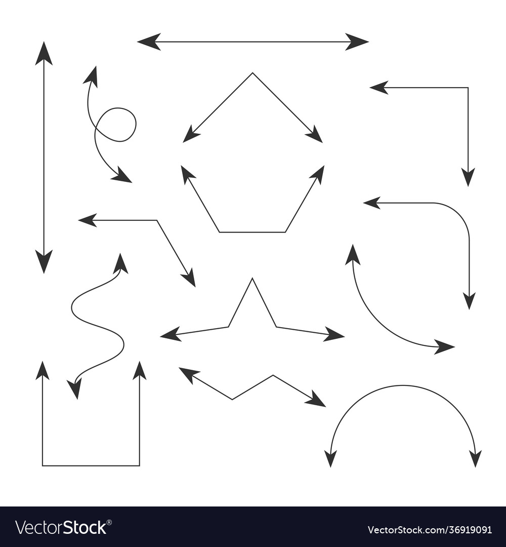 Double arrow set icons with dashed editable