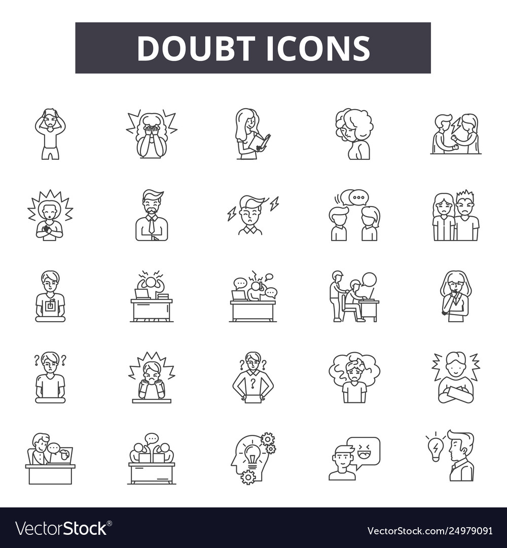 Doubt line icons signs set outline