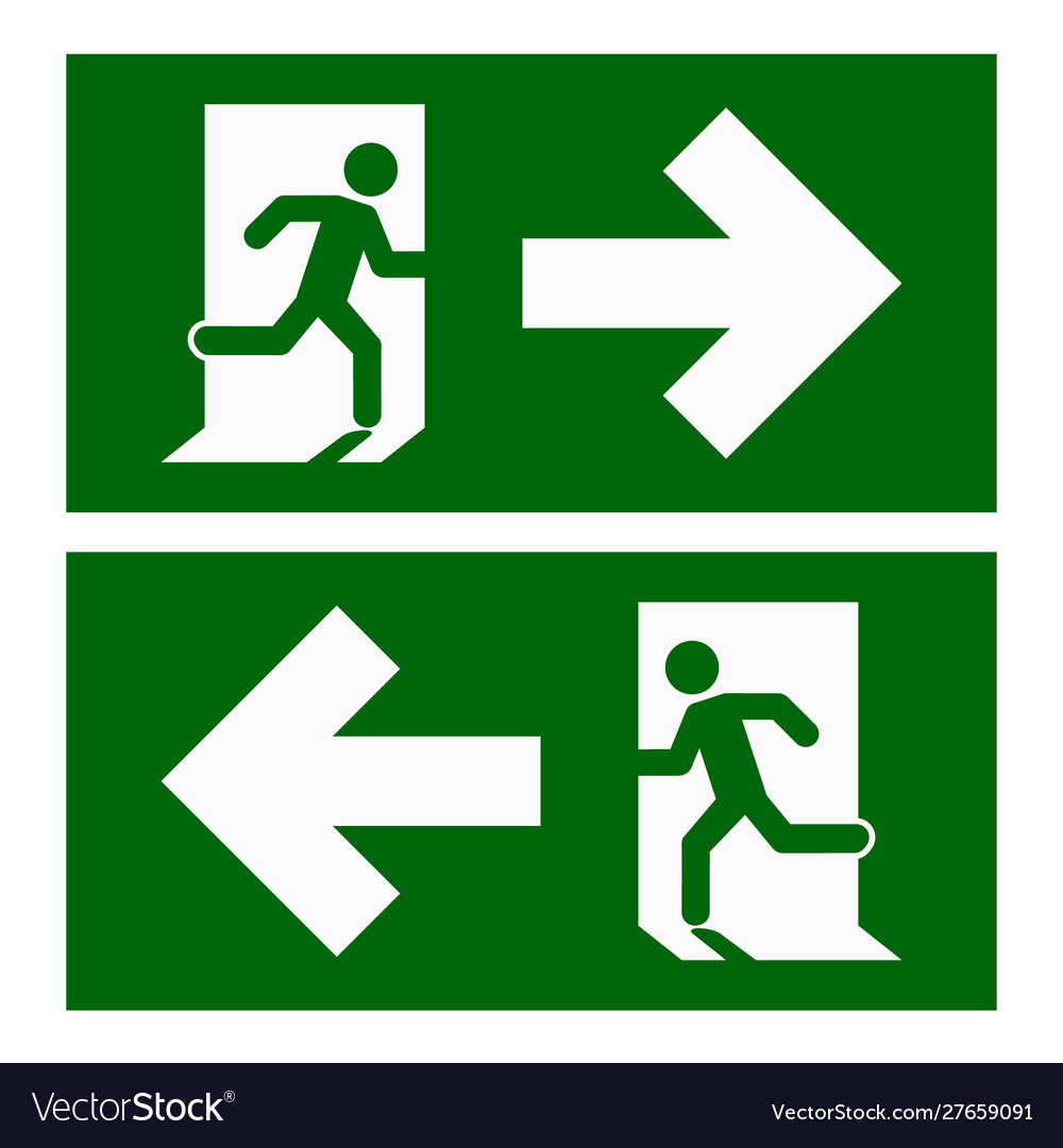 Emergency exit left right Royalty Free Vector Image