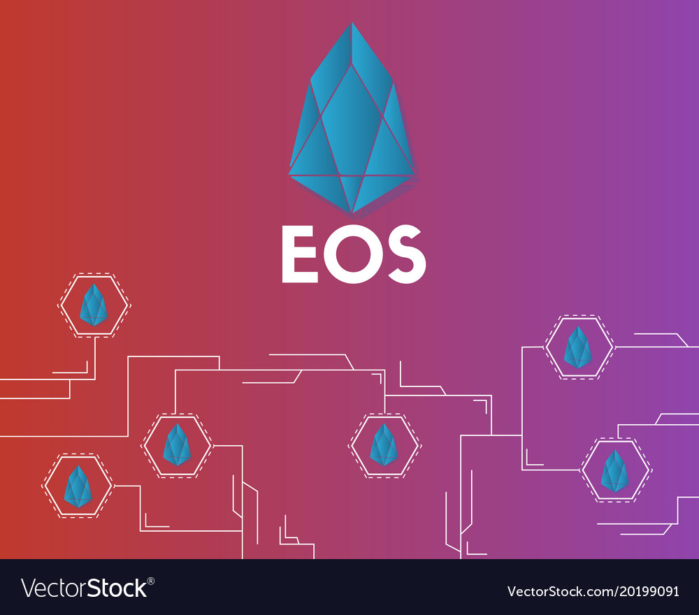 Eos cryptocurrency with circuit background style