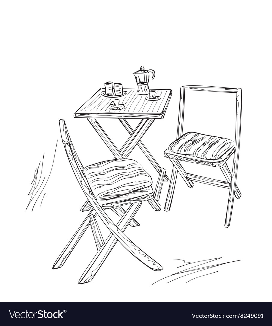 Vector Isolated Table Two Chair Sketch Stock Vector (Royalty Free)  1347612419 | Shutterstock