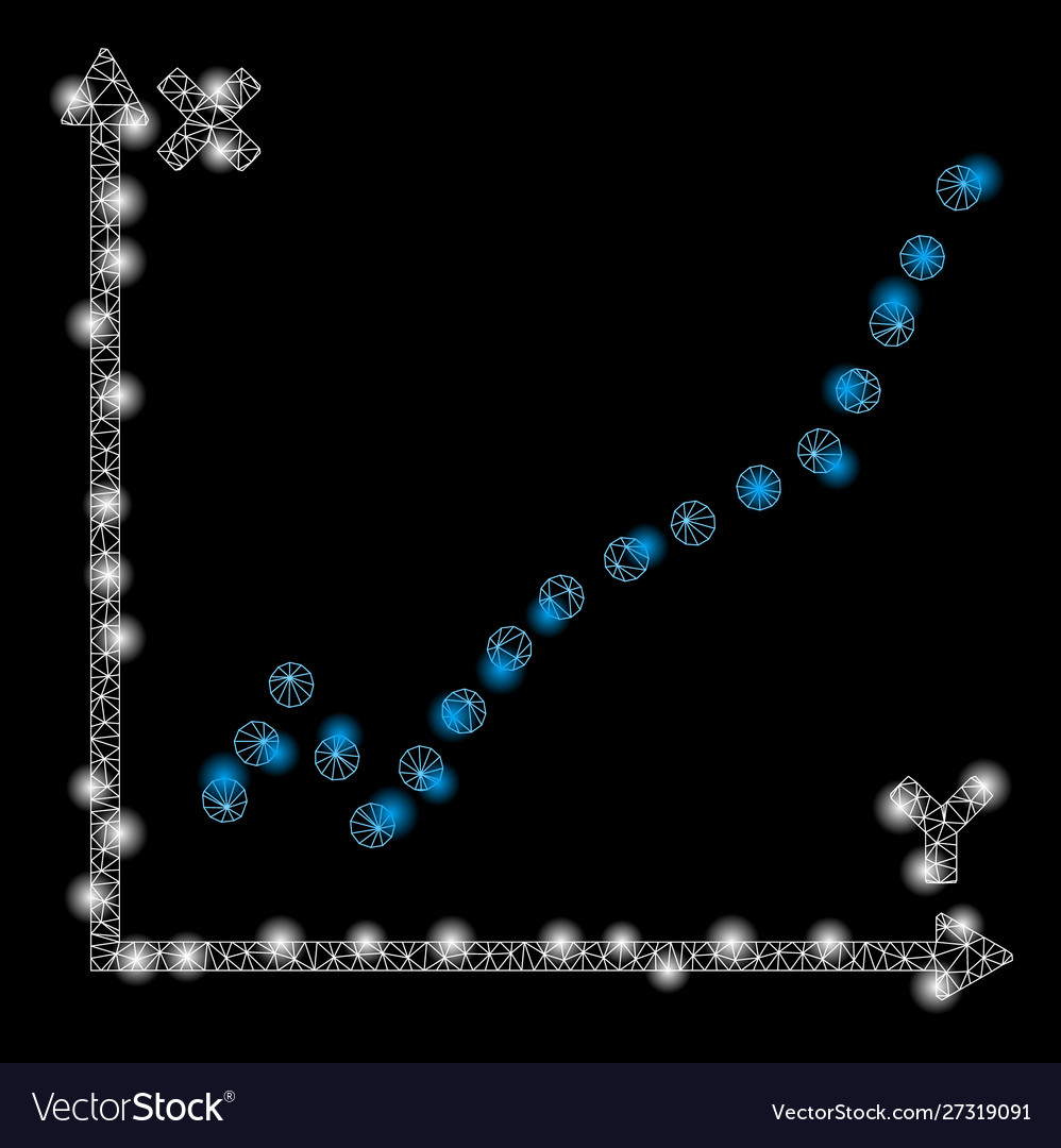 Glossy mesh network function plot with light spots vector image Glossy mesh network function plot with light spots
