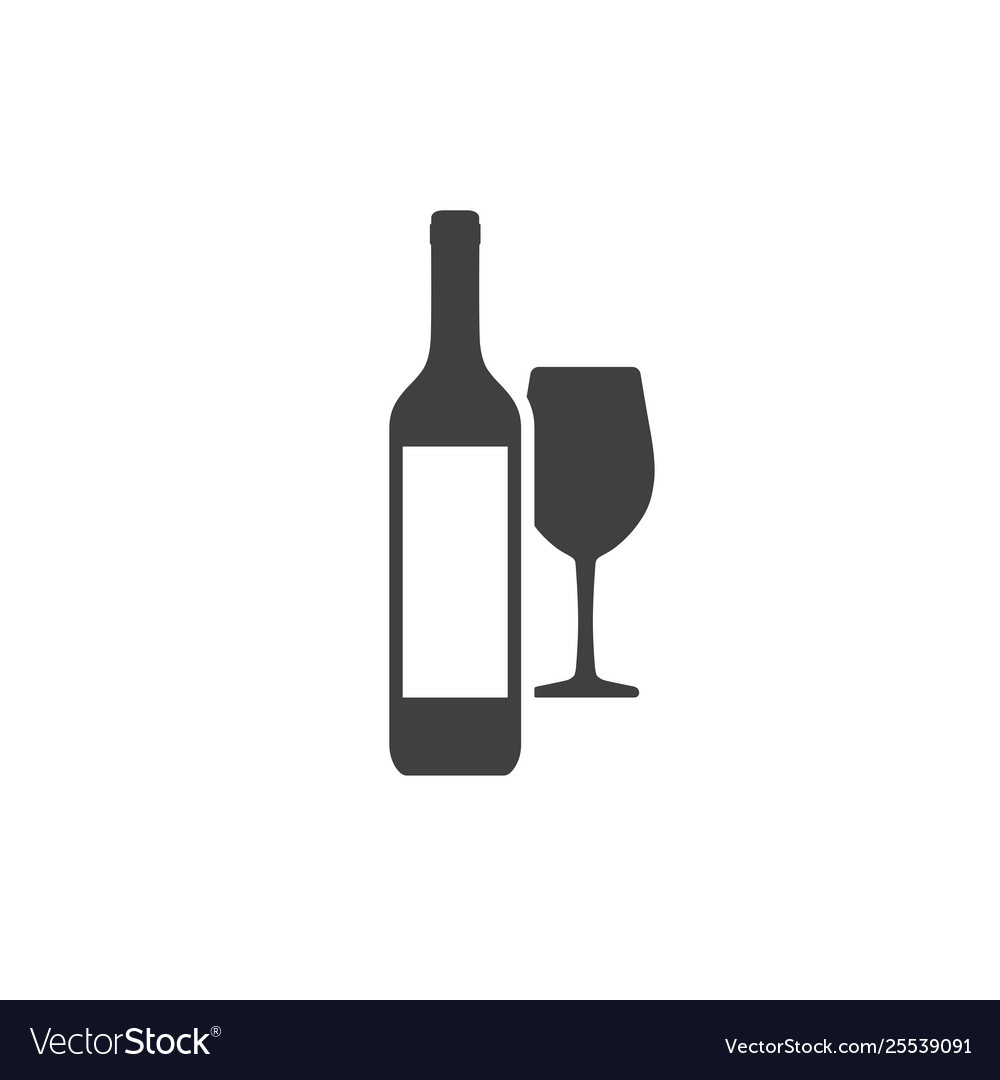 Gray wine bottle with white label and wineglass vector image Gray wine bottle with white label and wineglass
