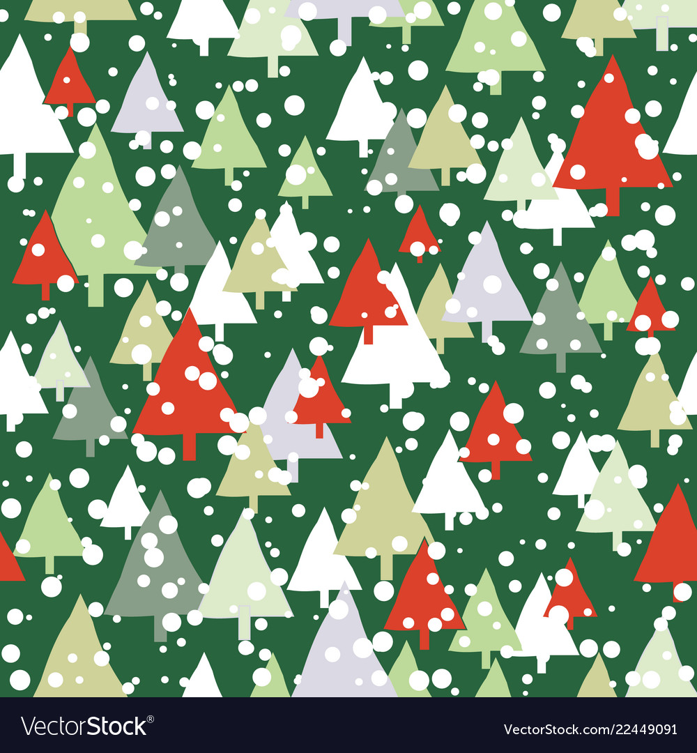 Green And Red Snow Trees Christmas Seamless Vector Image Green And Red Snow Trees Christmas Seamless Vector Image