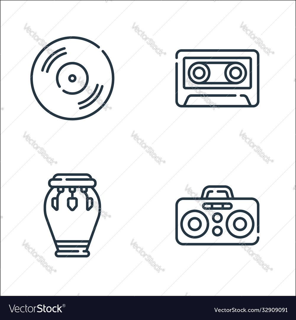 Music line icons linear set quality