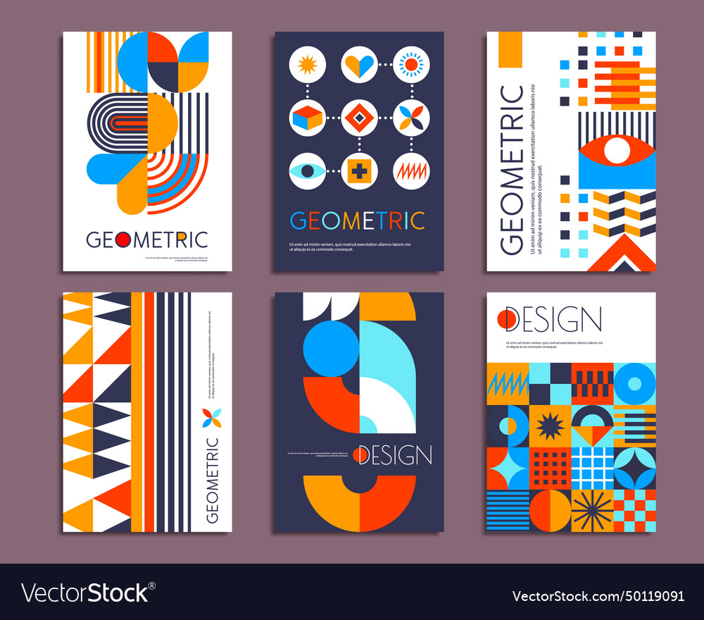 Presentations posters with retro geometric pattern vector image Presentations posters with retro geometric pattern