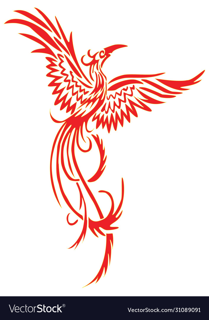 Red yellow phoenix flat on a white background Vector Image