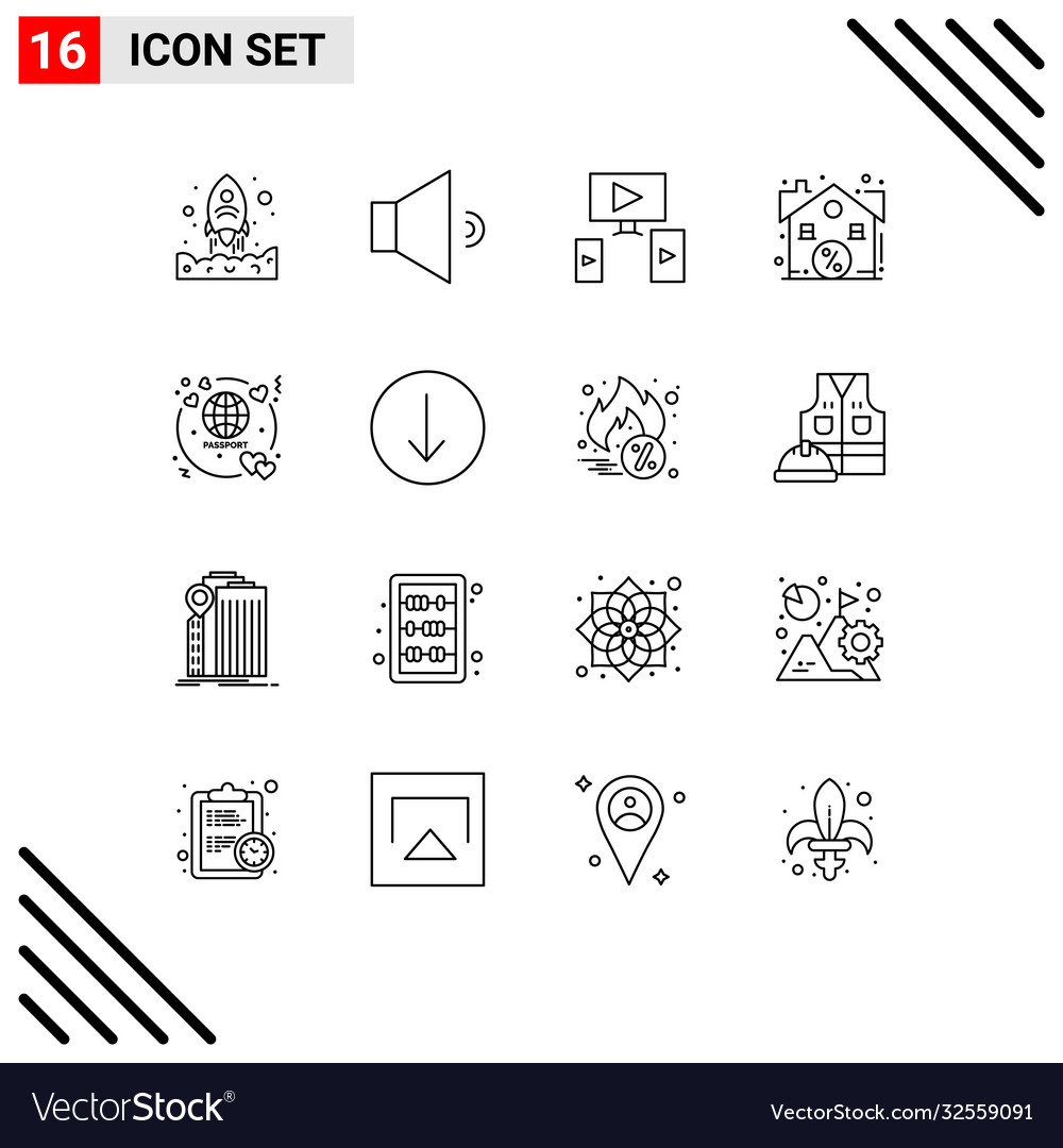 Set 16 modern ui icons symbols signs