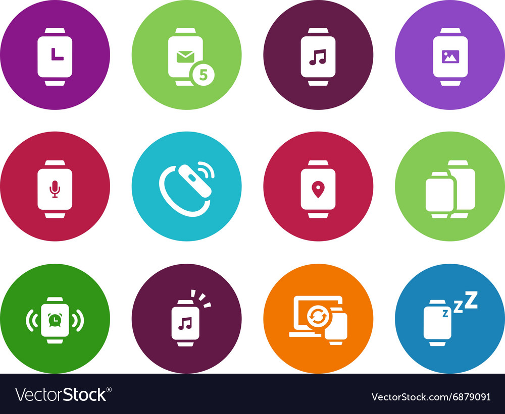 Smart watch with applications circle icons