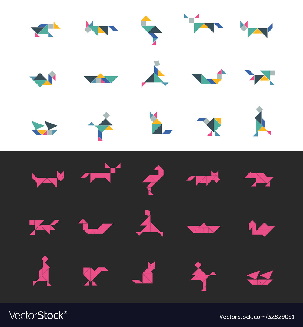 Tangram puzzle square set triangle Royalty Free Vector Image Tangram puzzle square set triangle Royalty Free Vector Image