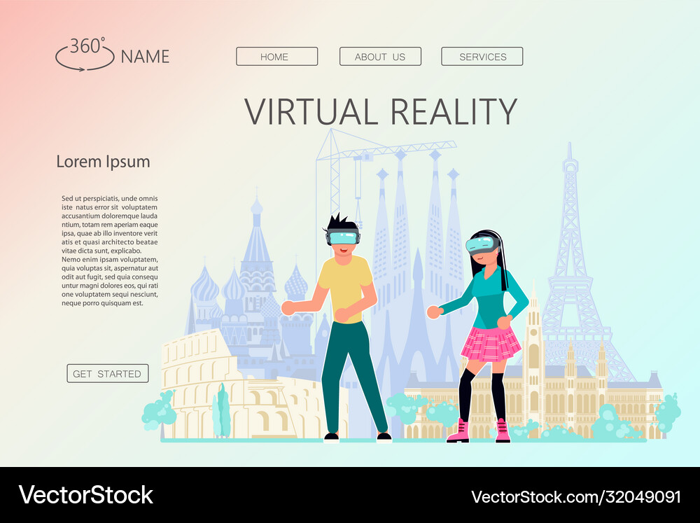 Website vr technology Royalty Free Vector Image