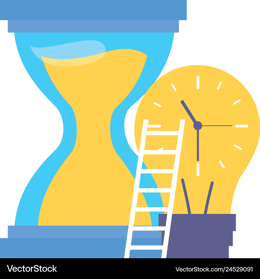 Work clock stairs Royalty Free Vector Image - VectorStock
