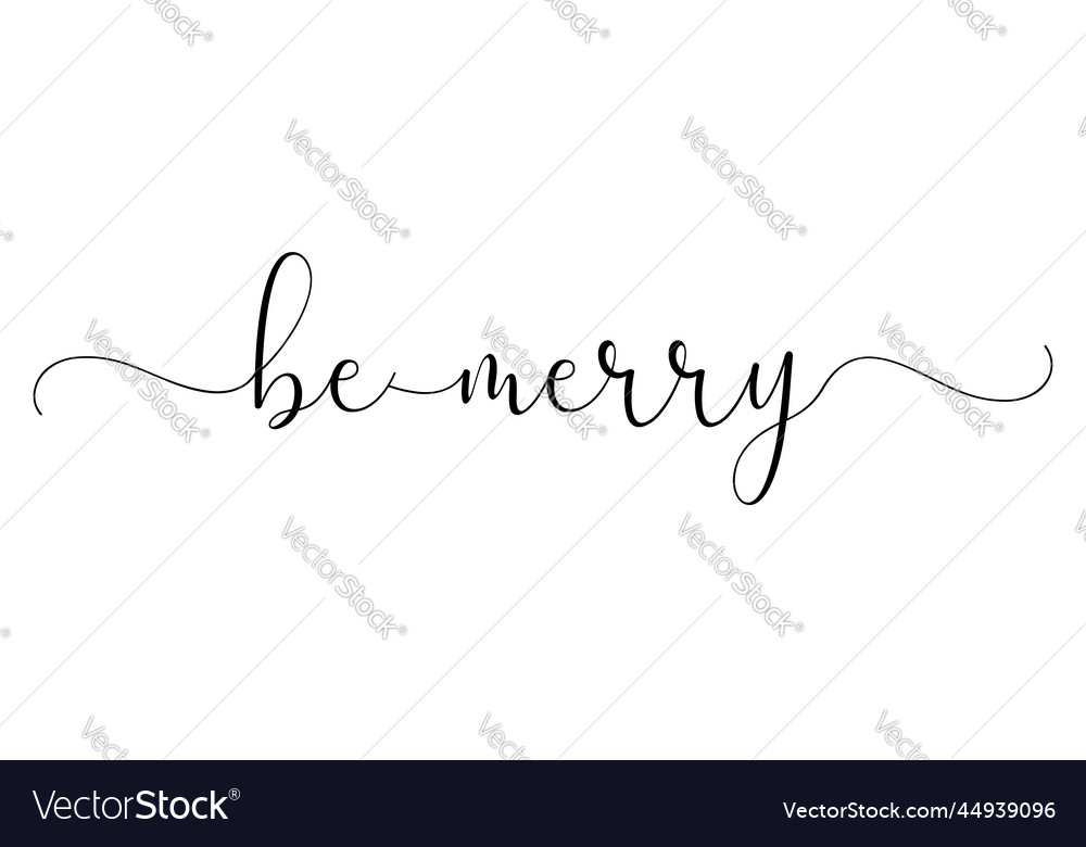 Be merry christmas word continuous one line art