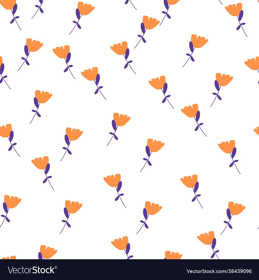 Blossom seamless pattern with orange random