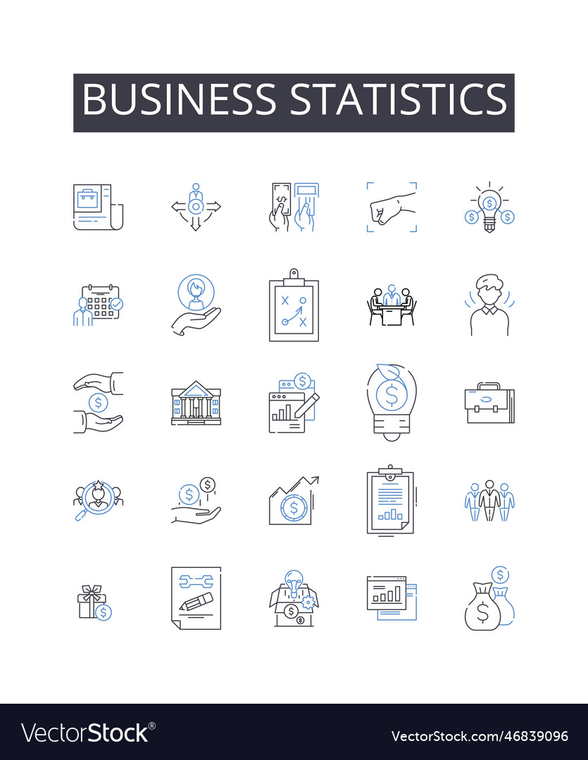 Business statistics line icons collection social