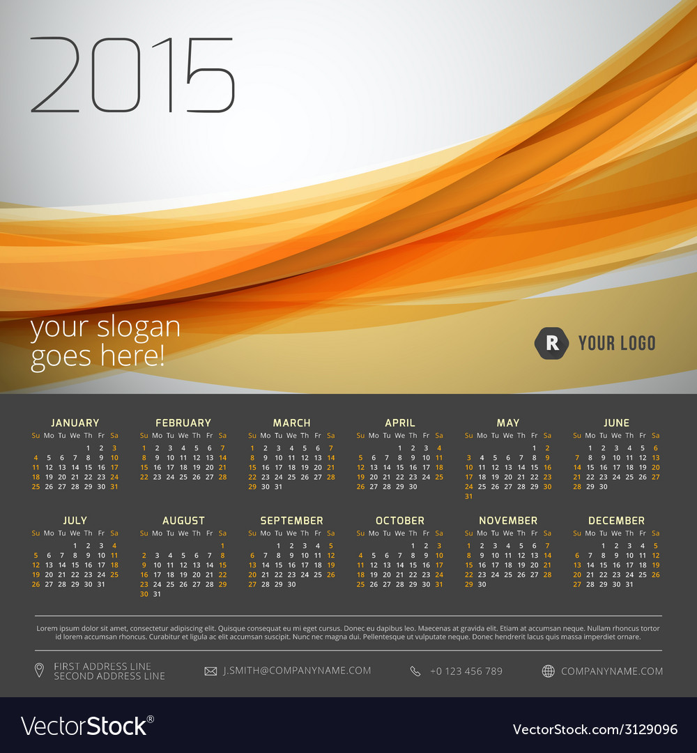 Calendar 2015 template week starts sunday