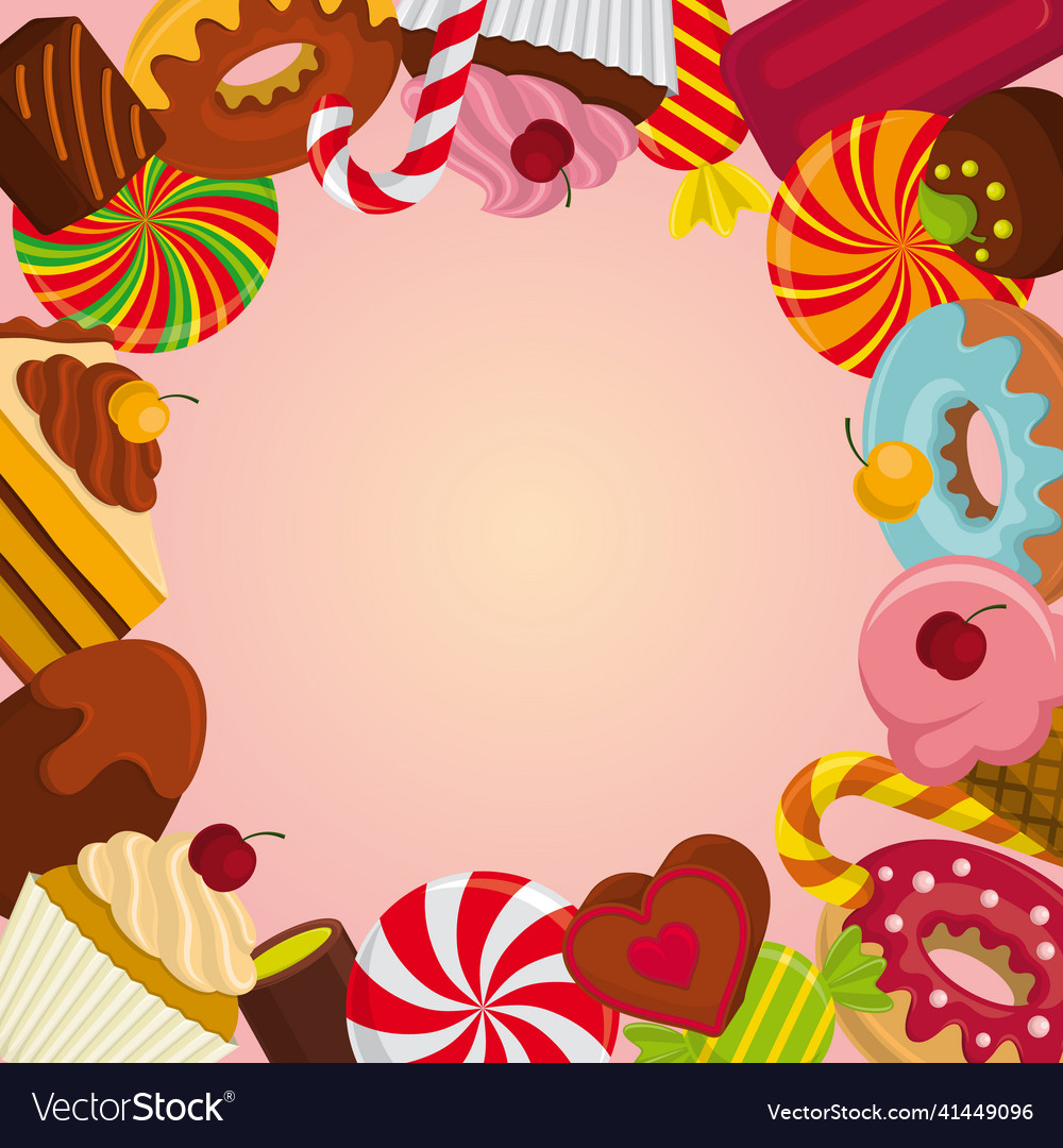 Colorful background with sweets Royalty Free Vector Image