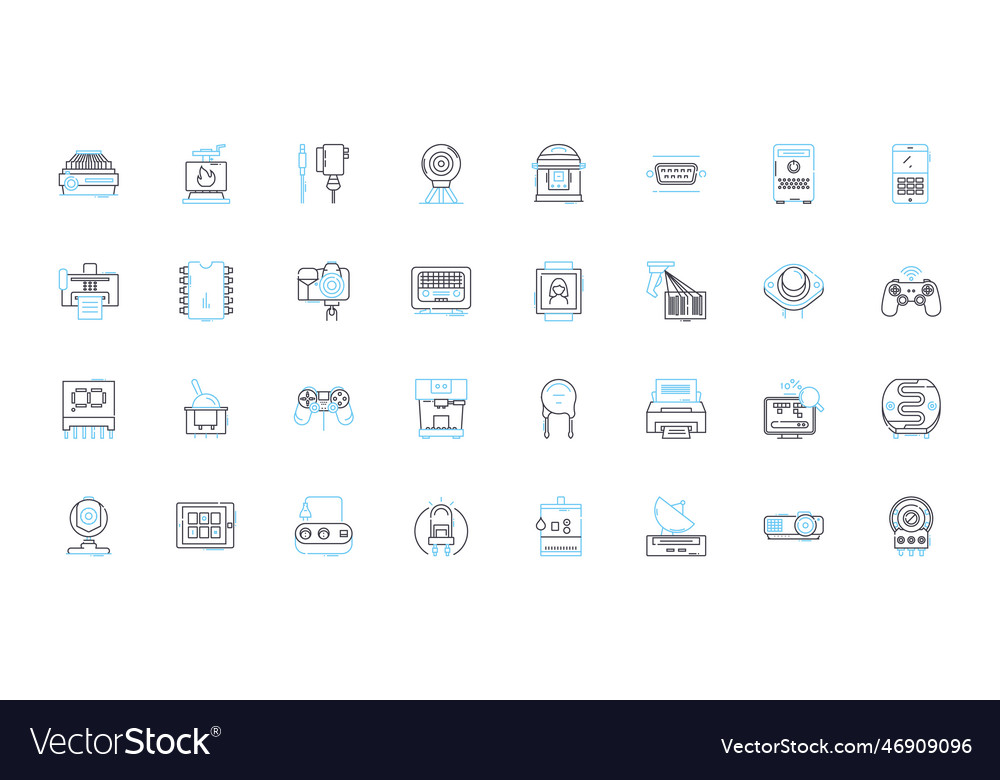 Digital devices linear icons set smartph tablet