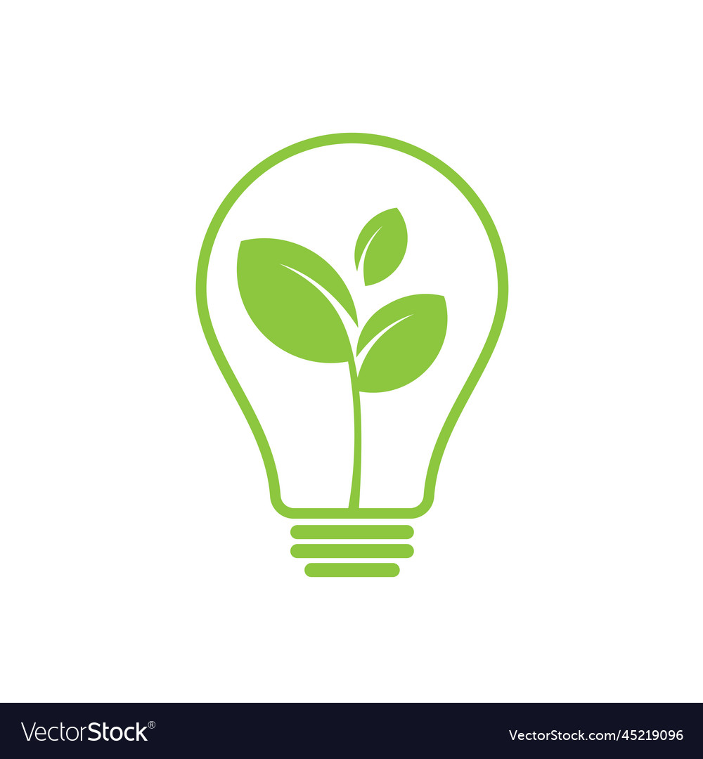 Ecology bulb lamp with leaf logo energy saving Vector Image