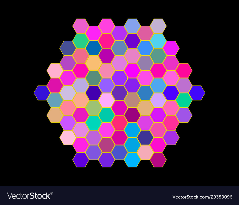 Hexagonal object hexagons isolated on black