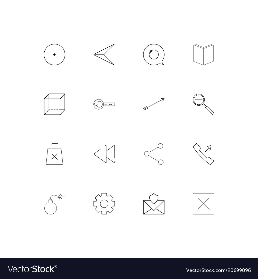 Interface simple linear icons set outlined