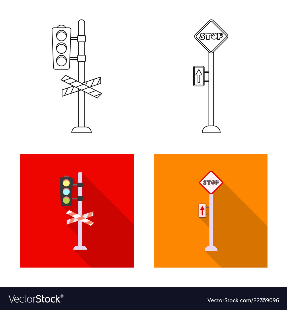 Isolated object of train and station sign set