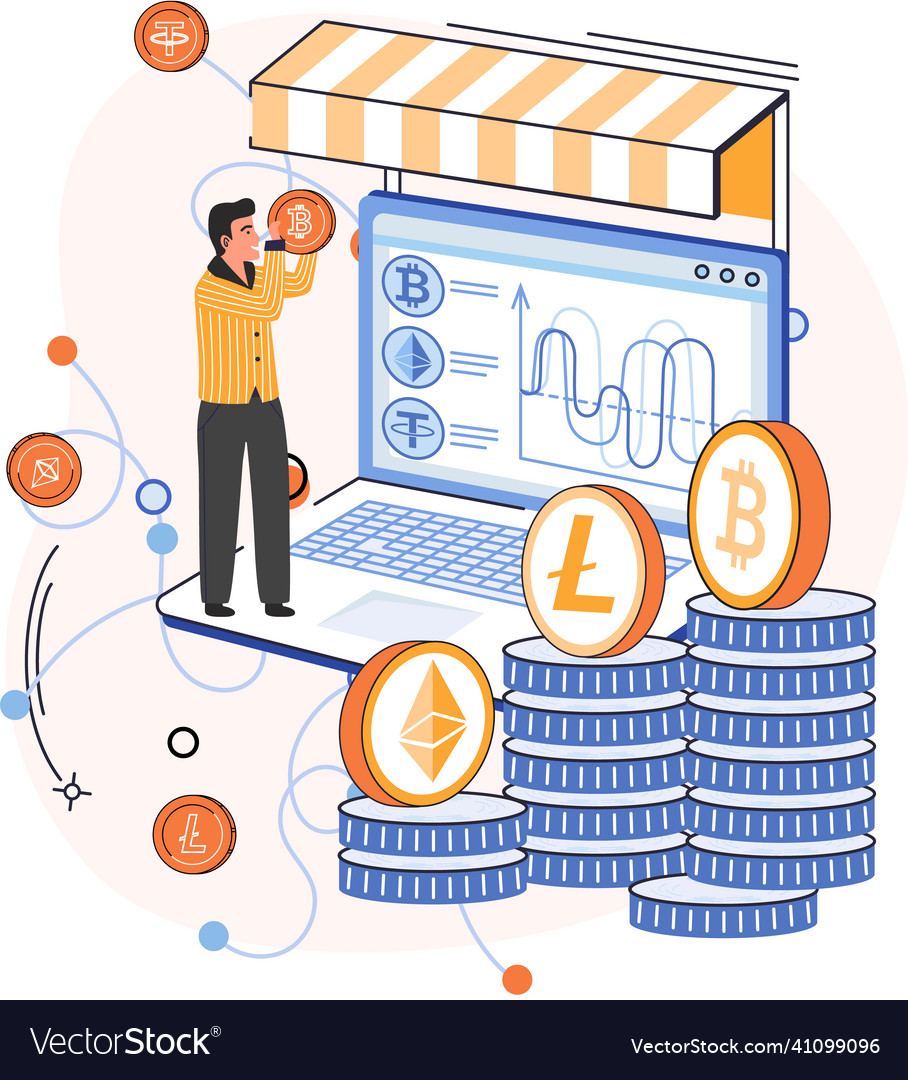 Man work in stock market trading money investment Vector Image