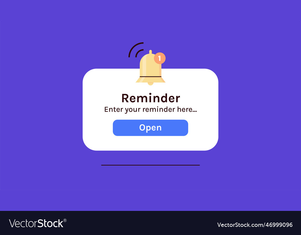 Reminder notification page with floating elements