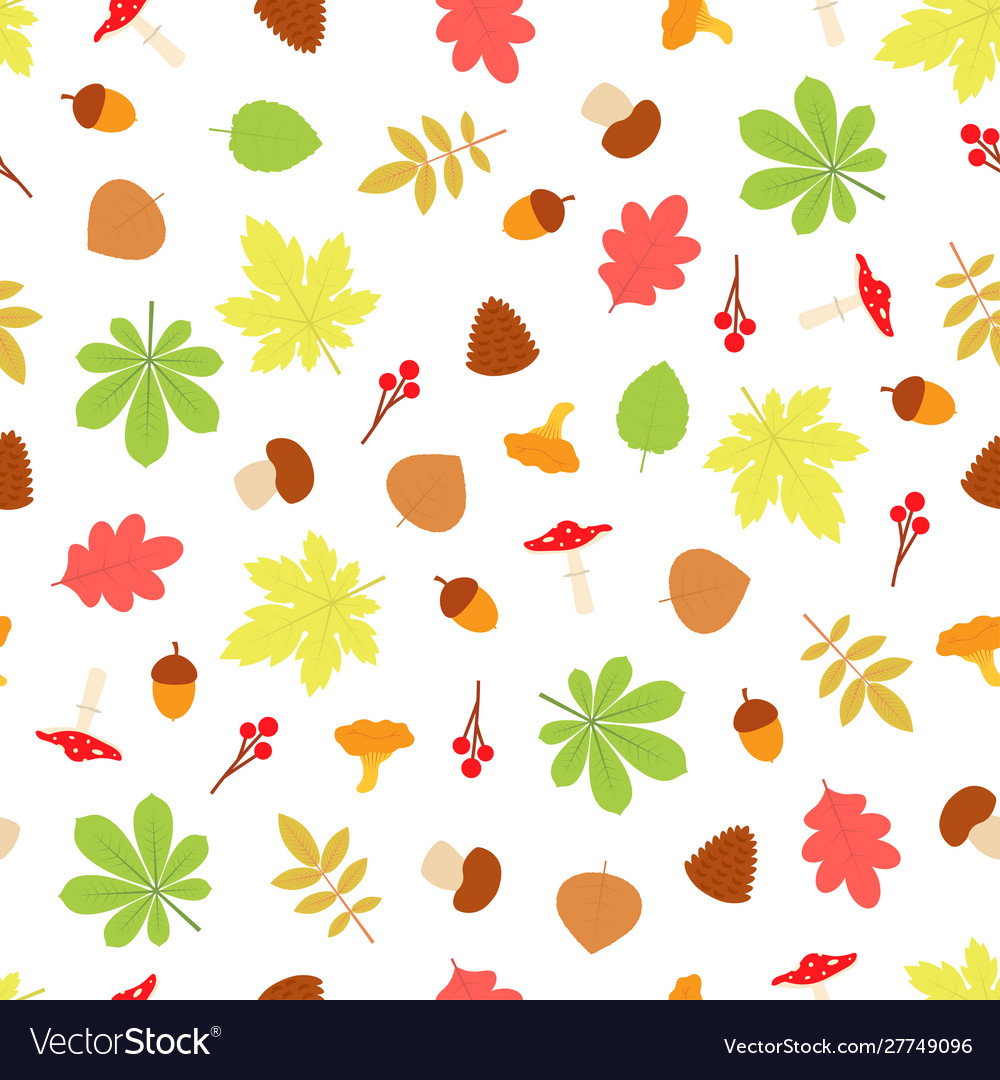 Seamless pattern with fall season objects