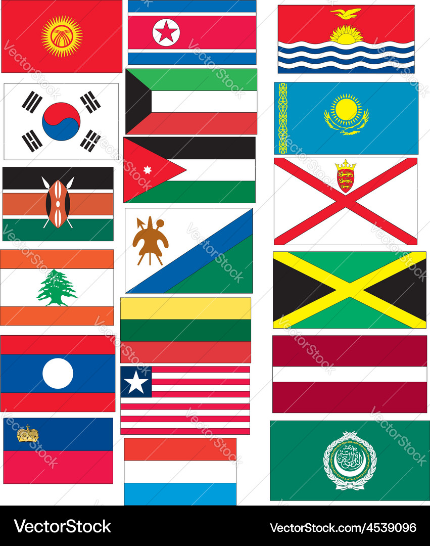 Set Flags Countries Started With J K L Vector Image