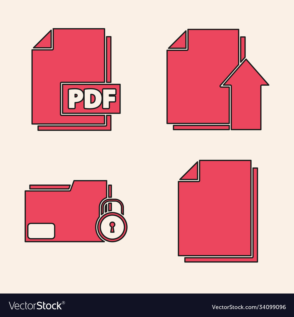 Set document pdf file upload vector image Set document pdf file upload